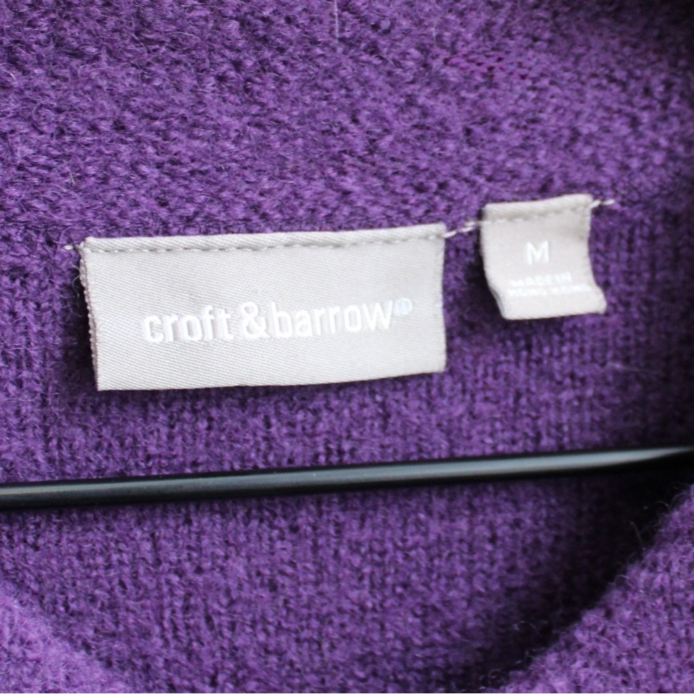 Croft & Barrow Women's 100% Wool Purple Zip-Up Collar Jacket Size Large - Picture 4 of 6